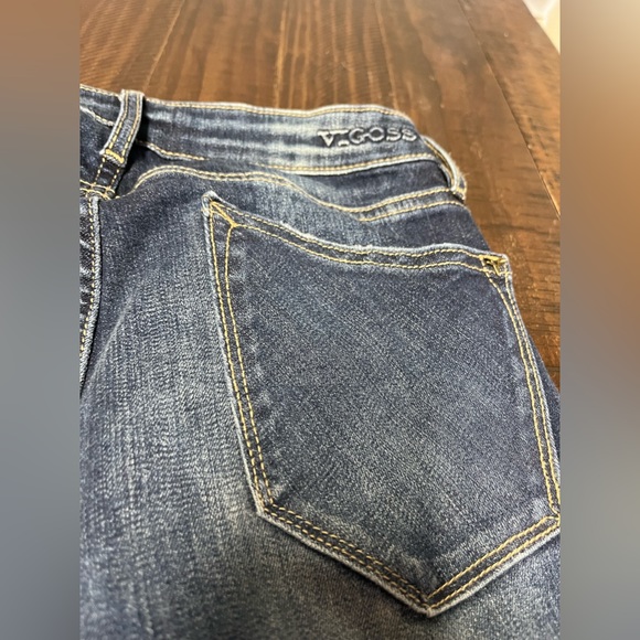 Vigoss Thompson Tomboy Fit Ankle Denim Jeans Low Waist Rise Distressed Dark Wash - Picture 9 of 13